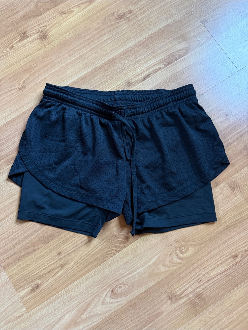 Black Women's Layered Active Shorts